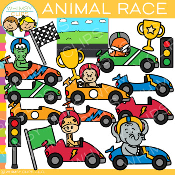 Preview of Racing Animals Race Car Theme Clip Art