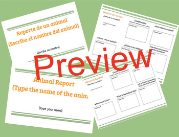 Preview of Animal Report Bilingual