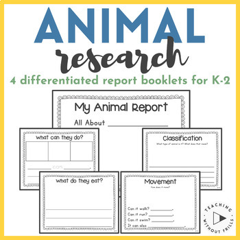 Preview of Differentiated Animal Research Report Writing for Kindergarten, 1st, 2nd Grade