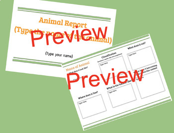 Preview of Animal Report (Editable)