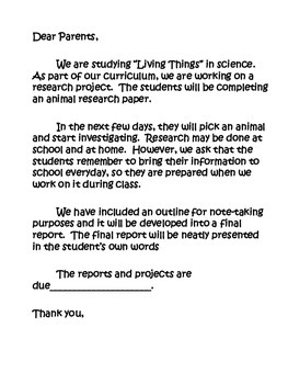 Animal Report: Outline, Parent letter, Primary Grades! by ...