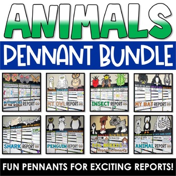 Preview of Animal Report Pennants Informational Writing Animal Research Bundle