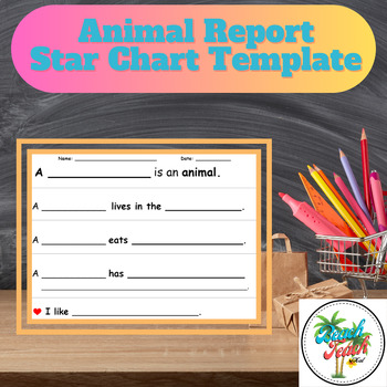 Preview of Animal Report Star Chart Graphic Organizer