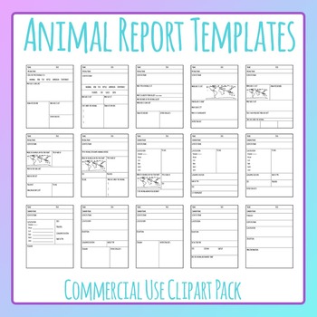 Preview of Animal Report Templates Worksheet Layouts Science / Biology Clip Art