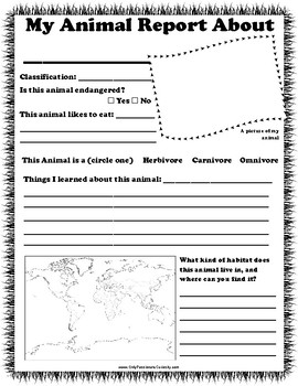 Preview of Animal Report Worksheet