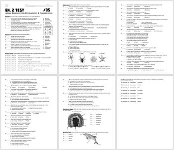 Animal Reproduction, Development, & Classification Test (for Zoology &  Biology)