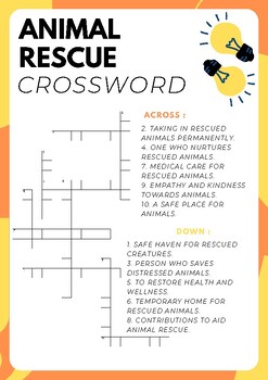 Animal Rescue No Prep Crossword Puzzles Worksheet Activity for Morning Work