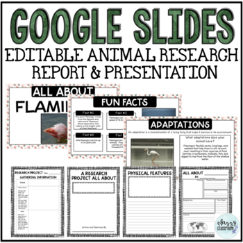 Preview of Animal Research Editable Project DIGITAL and PRINTABLE for distance learning