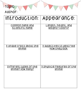 Preview of Animal Research Graphic Organizer {Freebie}!
