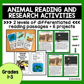 Preview of Animal Research Graphic Organizers Reading Animal Project Science 2nd 3rd Grade