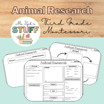 Preview of Animal Research Packet for Third Grade (Montessori-Based)