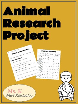 Preview of Animal Research Project with note taking outline, final draft, assessment rubric