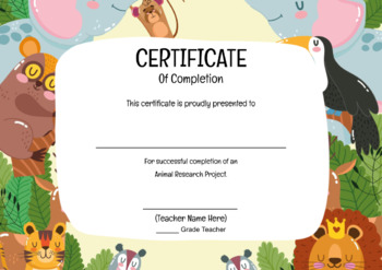 Preview of Animal Research Project Certificate
