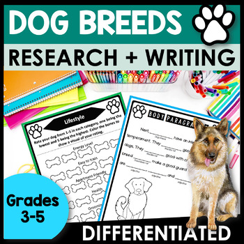 Preview of Animal Research Graphic Organizer and Informational Writing Unit - Dog Breeds