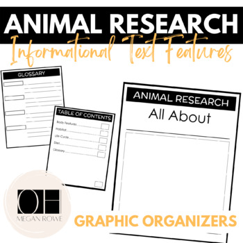 Preview of Animal Research Project | Informational Text Book | Non-Fiction Text Features