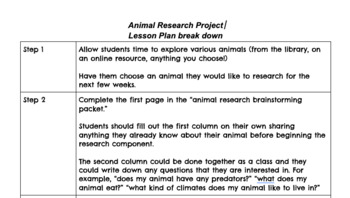 Animal Research Project Lesson Plan by RileyJune | TPT