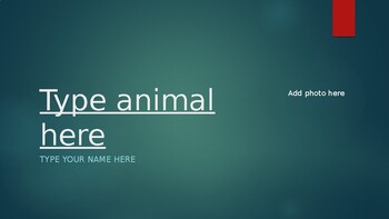 Preview of Animal Research Project PowerPoint Template for students (fillable)