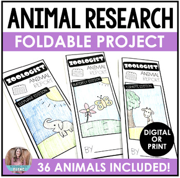 Preview of Animal Research Project Report Foldable & Digital Template - 3rd, 4th, 5th Grade