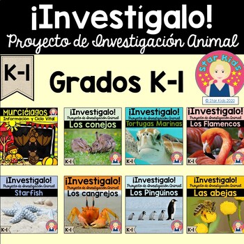 Preview of Animal Research Project SPANISH for K-1 