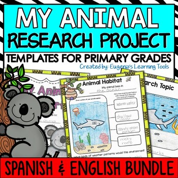 Preview of Animal Research Project Spanish & English BUNDLE