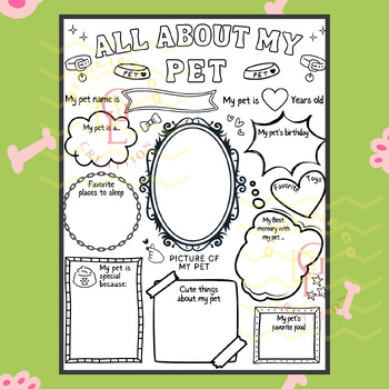 Preview of ALL ABOUT MY PET Imaginary Pet ALL ABOUT MY FAMILY MEMBERS Activity FAMILY unit