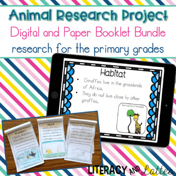 Preview of Animal Research Project and Report: Digital and Paper Booklet Bundle