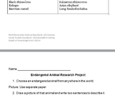 Animal Research Project endangered animals NGSS Social Stu