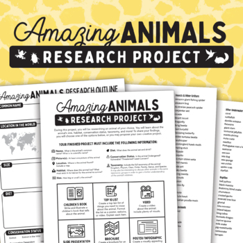 Preview of Animal Research Graphic Organizer and Choice Board — Animal Research Project
