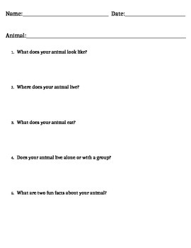 animal research questions for 3rd grade