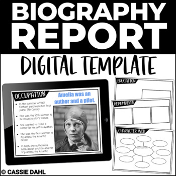 Preview of Biography Report Digital Project | Google Slides Template | Digital Report