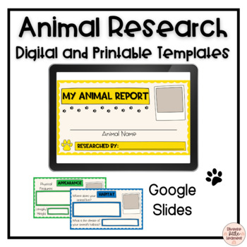 Preview of Animal Research Report Template | Google Slides | Printable | Nonfiction Writing