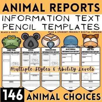 Preview of Animal Research Report Projects Informational Writing Outline Display Pencil Set