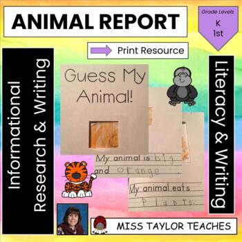 Preview of Animal Research Report and Informational Writing Kindergarten and First Grade