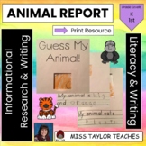 Animal Research Report and Informational Writing Kindergar