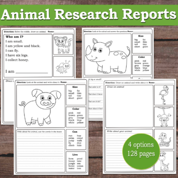 Preview of Animal Research Reports /  Animal Riddles, Projects (Zoo Farm Ocean Animals)