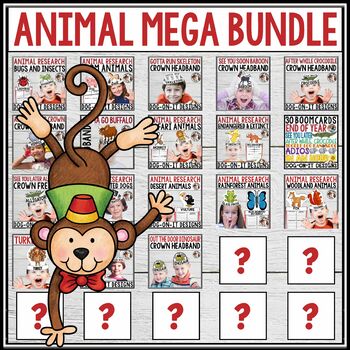 Preview of Animal Research Templates Lapbooks Crowns Boom Cards Growing Bundle