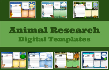 Preview of Animal Research Templates - Distance Learning/Google Classroom Compatible