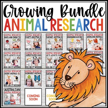 Preview of Animal Research Templates Lapbooks Growing Bundle Boom Cards Digital Task Cards