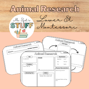 Preview of Animal Research Work for Lower Elementary (Montessori-Based)