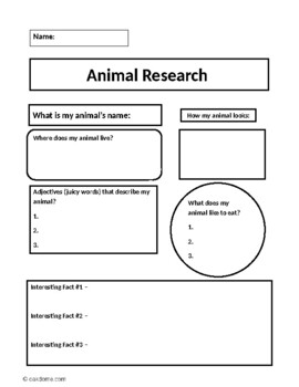 Animal Research Worksheet by The Learning Point | TPT