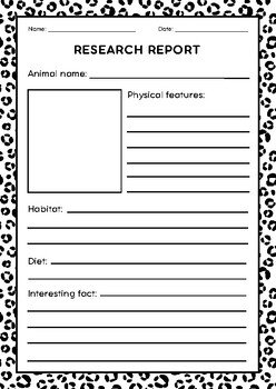 Preview of Animal Research and Writing Report WORKSHEET TEMPLATE