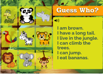 Animal Riddles | Guess the animal Game | Boom Cards | Distance learning