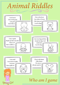Animal Riddle Teaching Resources | TPT