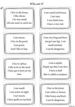 Free Animal Riddles or Who am I Game by Spring Girl | TPT
