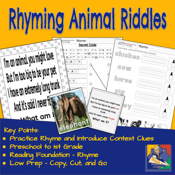 Preview of Rhyming Animal Riddles - an ELA and Life Science Connection