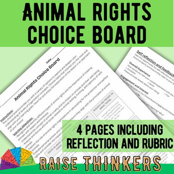Preview of Animal Rights Choice board Middle School Science differentiated project