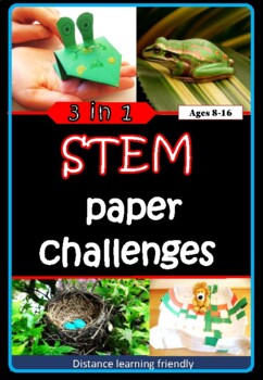 Preview of 3 in 1 no prep STEM challenges animals - distance learning friendly - printables
