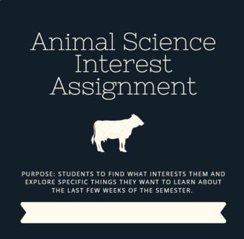 Animal Science Interest Assignment by Mrs Engen's Class | TPT