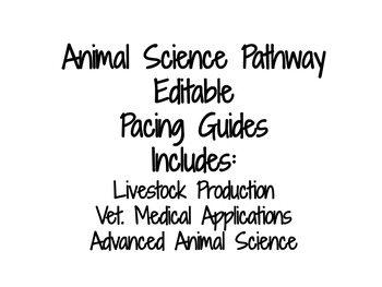 Preview of Animal Science Pathway Pacing Guides
