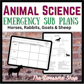 Preview of Animal Science Sub Plans Bundle Horses, Sheep, Rabbits & Goats Vet Tech & Ag.